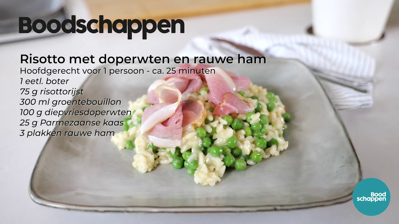 Risotto met doperwten en rauwe ham - Boodschappen TV