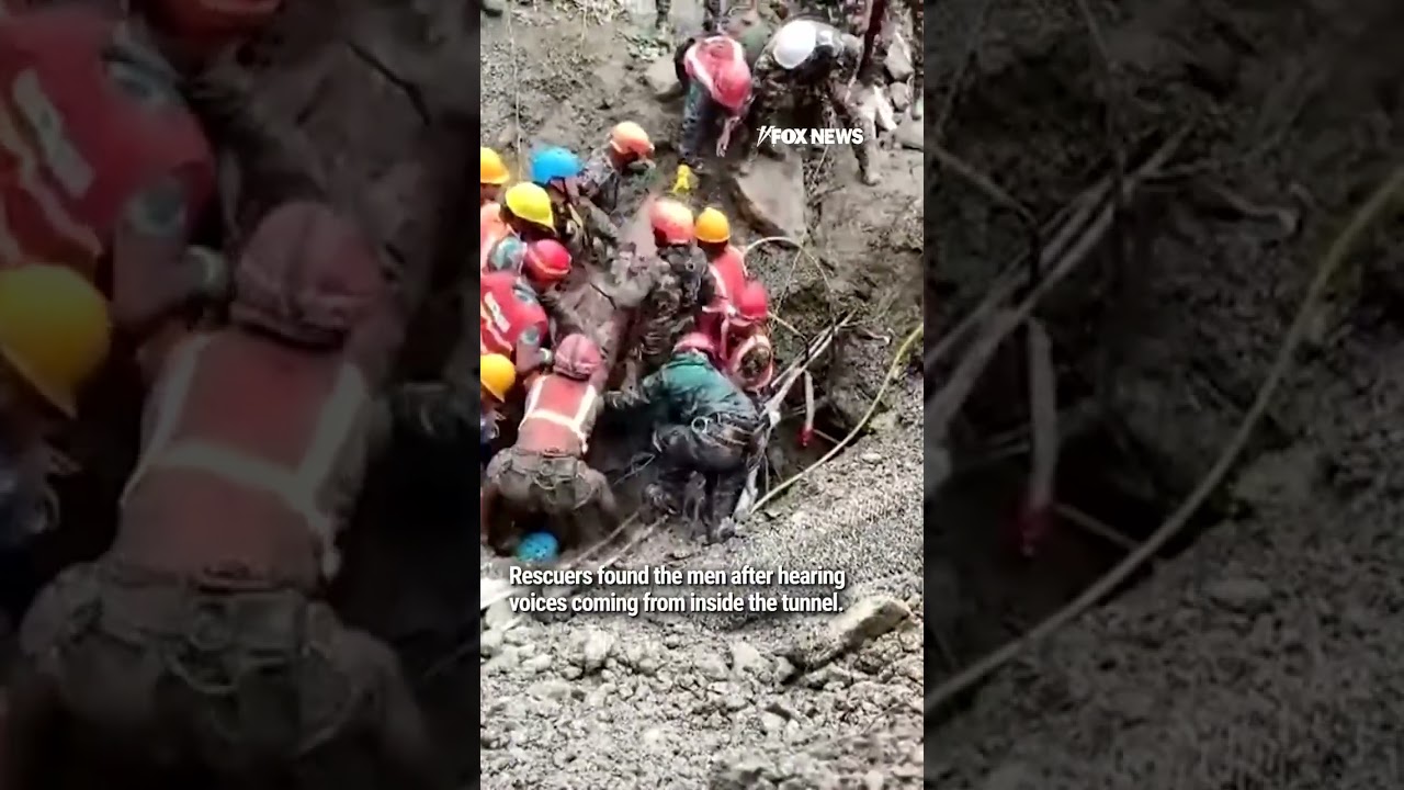WATCH: Rescue crews pull 2 trapped tunnel workers to safety in Nepal #shorts