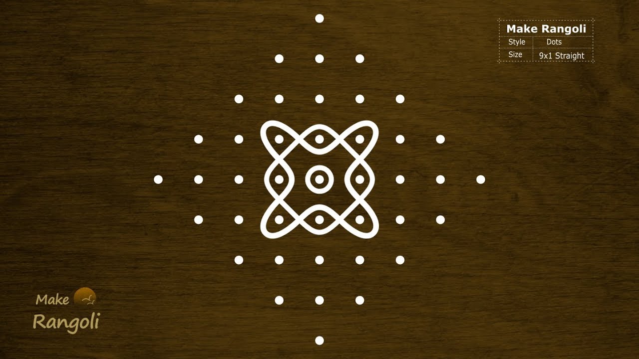 Sikku Kolam with 9x1 dots | Melika Muggu with 9 dots | Margazhi Kolam | Make Rangoli