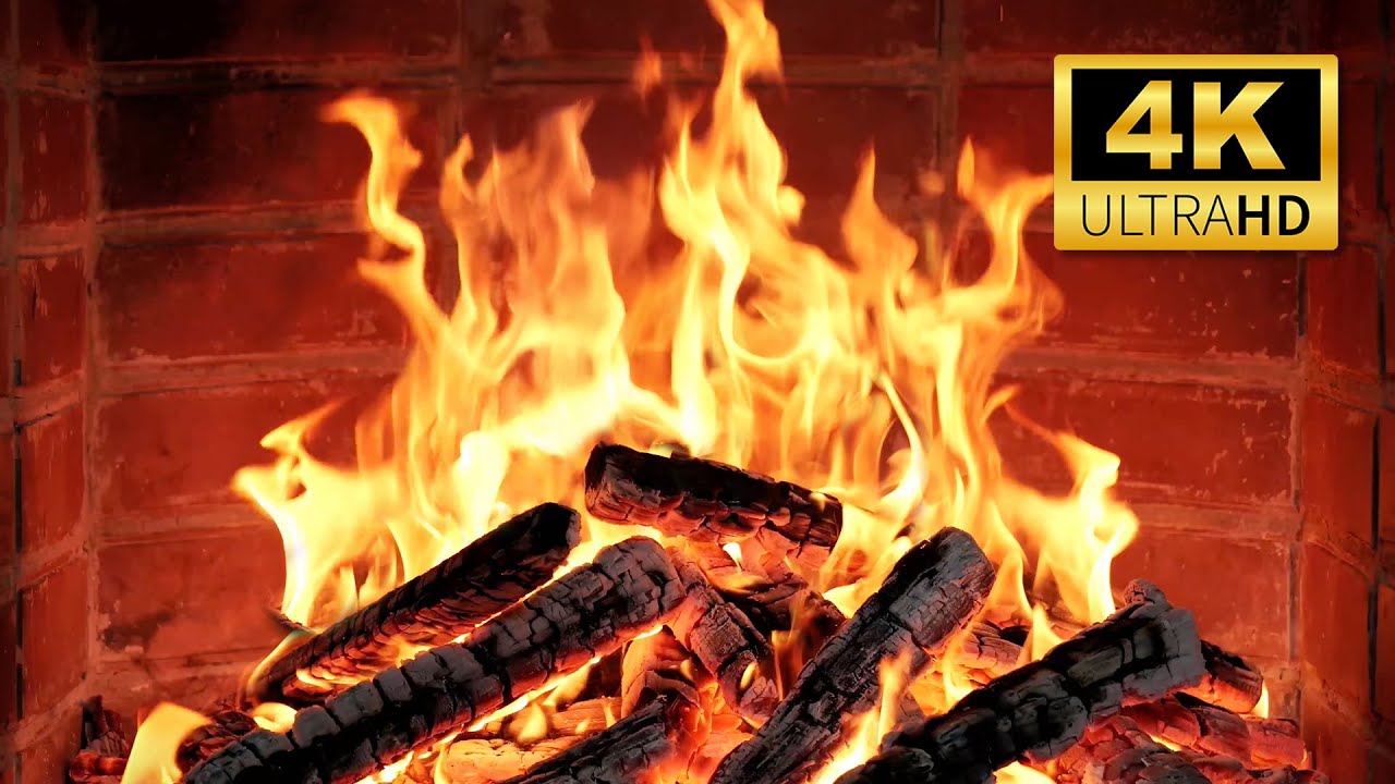 🔥 Fireplace Ambience 4K - Warm Burning Logs & Relaxing Evening Ambience