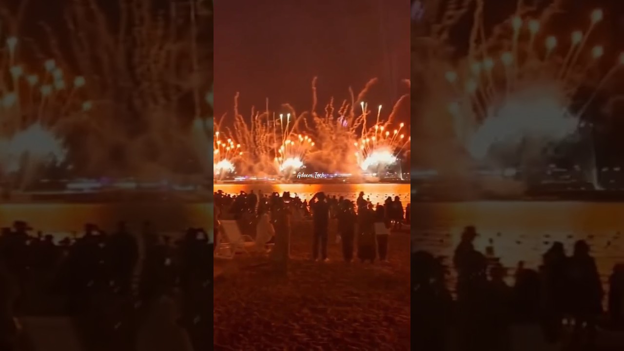 uae national day celebration 2023 fireworks in corniche Beach Abu Dhabi City #abudhabicorniche