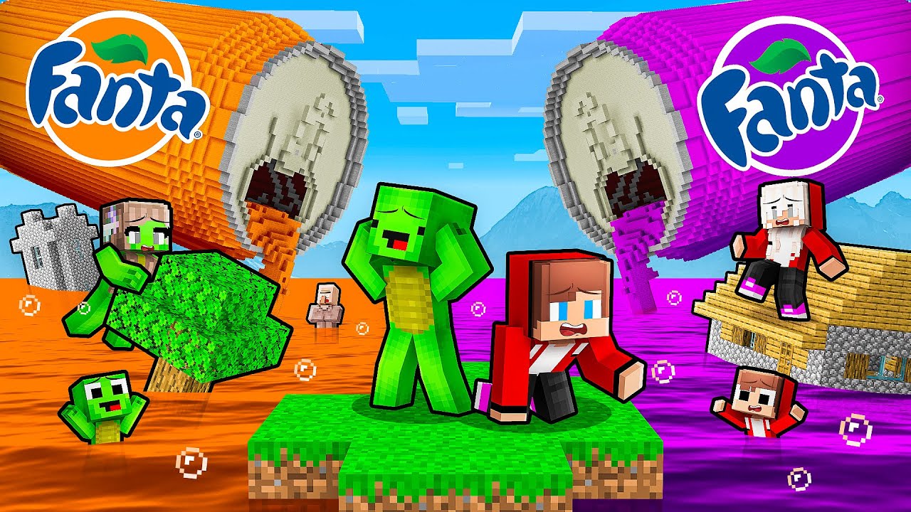 Майки и Джей-Джей переживают наводнение Фанта в Minecraft