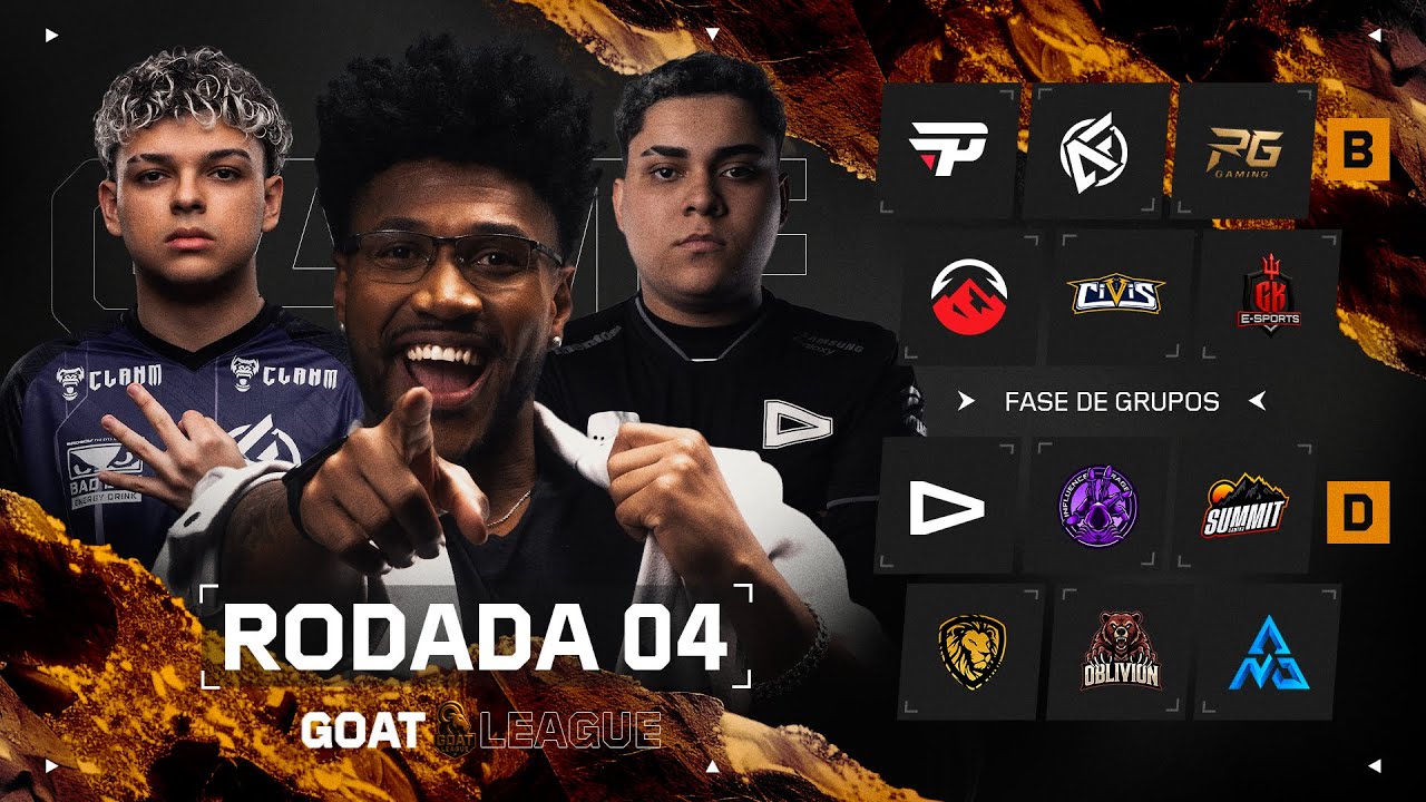 🏆🐐 GOAT LEAGUE FREE FIRE | RODADA 4 - GRUPOS BxD -  LOUD, PAIN, INFLU, NVO, ALFA 34... 🚨🐐