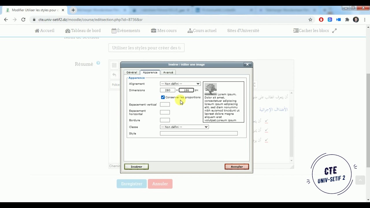 Insérer une image dans Moodle