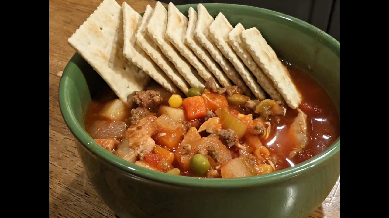 Суп из говядины и курицы с овощами и говядиной
