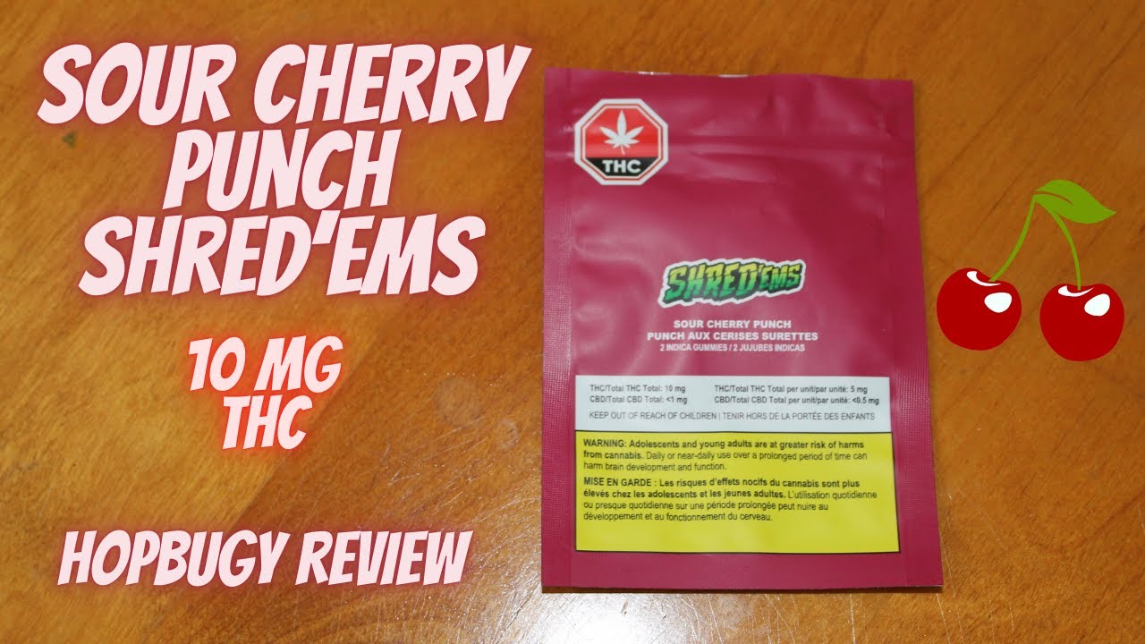 Shred'ems Sour Cherry Punch Gummies 10 mg THC