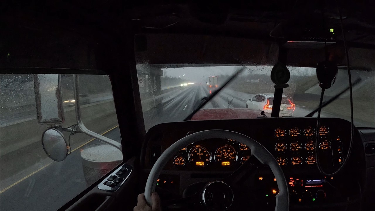 ASMR Trucking Into A Thunderstorm In A Peterbilt 379