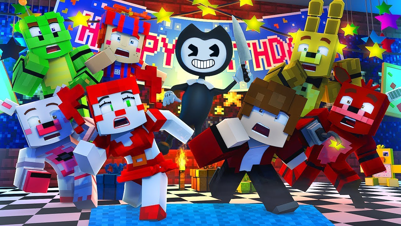 Minecraft FNAF 6 Pizzeria Simulator HIDE AND SEEK - BENDY VISITS THE PIZZERIA! (Minecraft Roleplay)