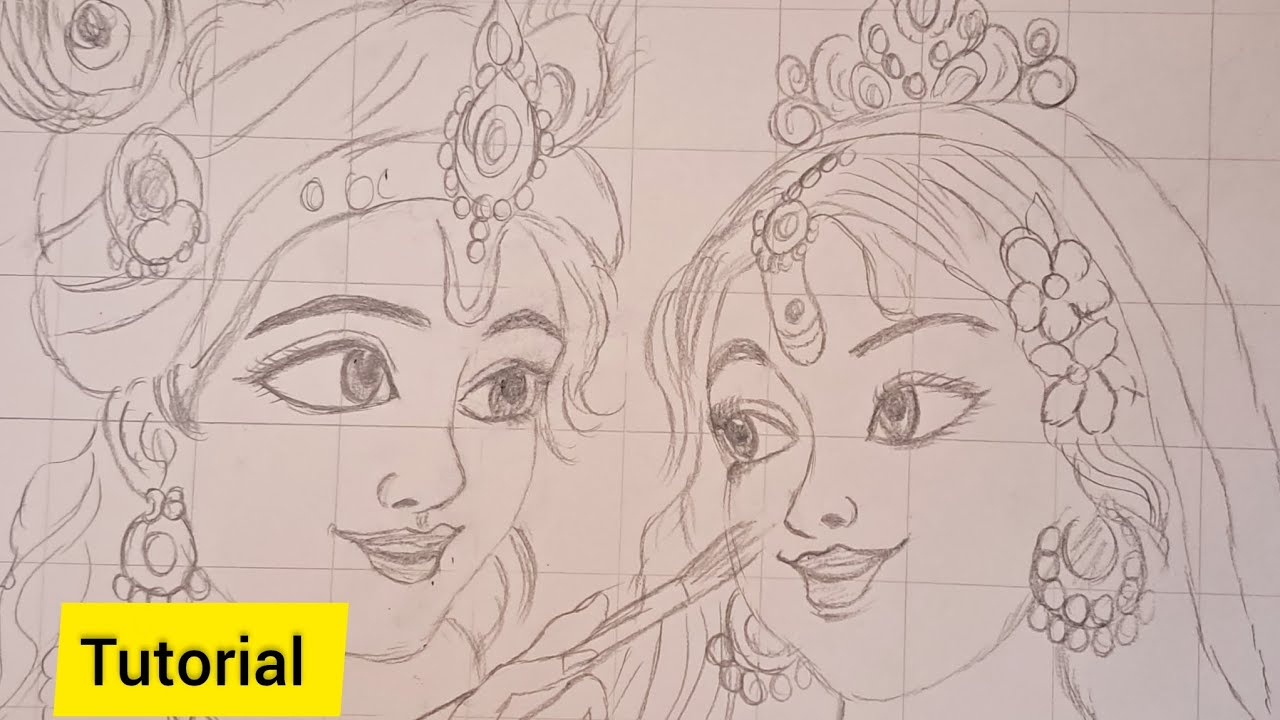 How to draw Radha Krishna Holi Drawing,  Tutorial 