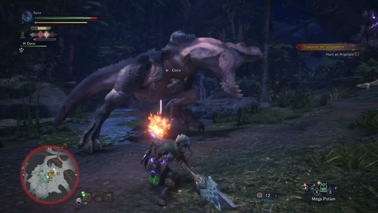 Monster Hunter World - Solo Kill on Monster Anjanath (T-Rex)