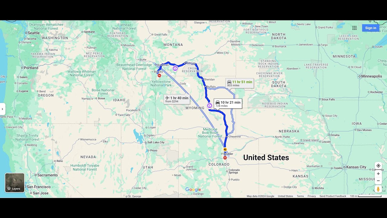 Car Time-Lapse:Denver, Colorado TO Yellowstone National Park | 4K | #usa #colorado #wyoming #montana