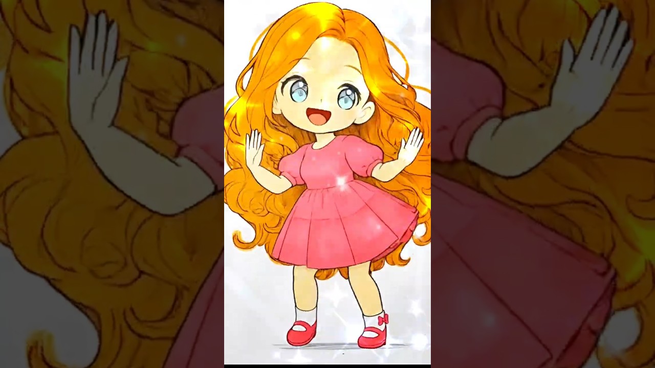 🔥 Coloring a Cute Chibi Girl 💖 Final Reveal! #shorts
