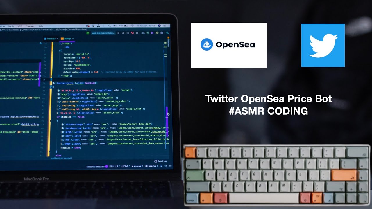 ASMR Programming - OpenSea Sales Twitter Bot in JavaScript - No Talking