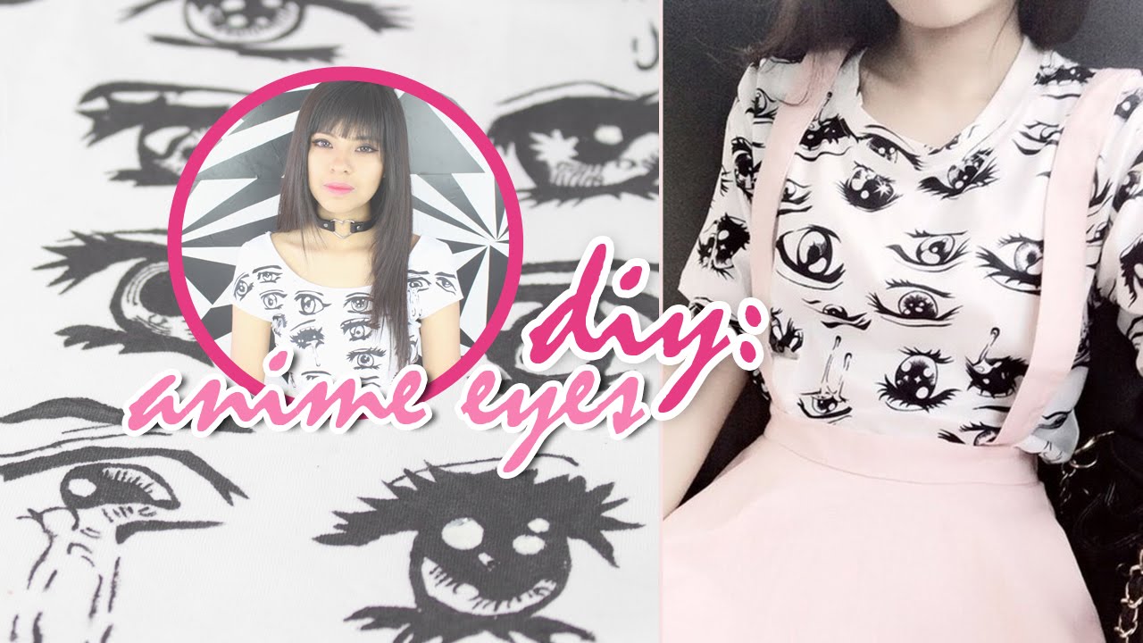 DIY: ROPA KAWAII | CROP TOP OJOS ANIME | Anime Eyes T-shirt | AKARI BEAUTY