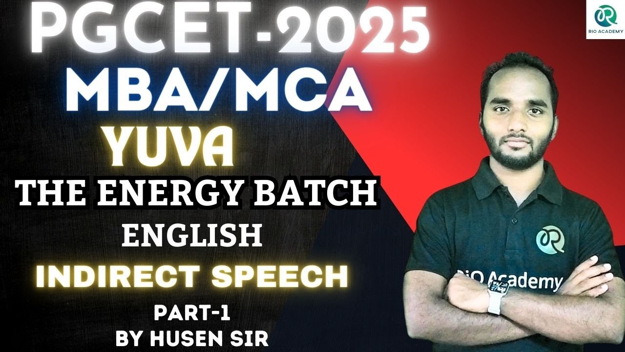 PGCET MBA - MCA 2026 | General English | Indirect Speech | Part-1 | #pgcet2026 #pgcetmba