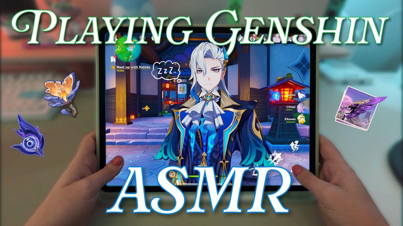 IPad ASMR Genshin Impact Gameplay | Up Close Whispers and Mouth Sounds