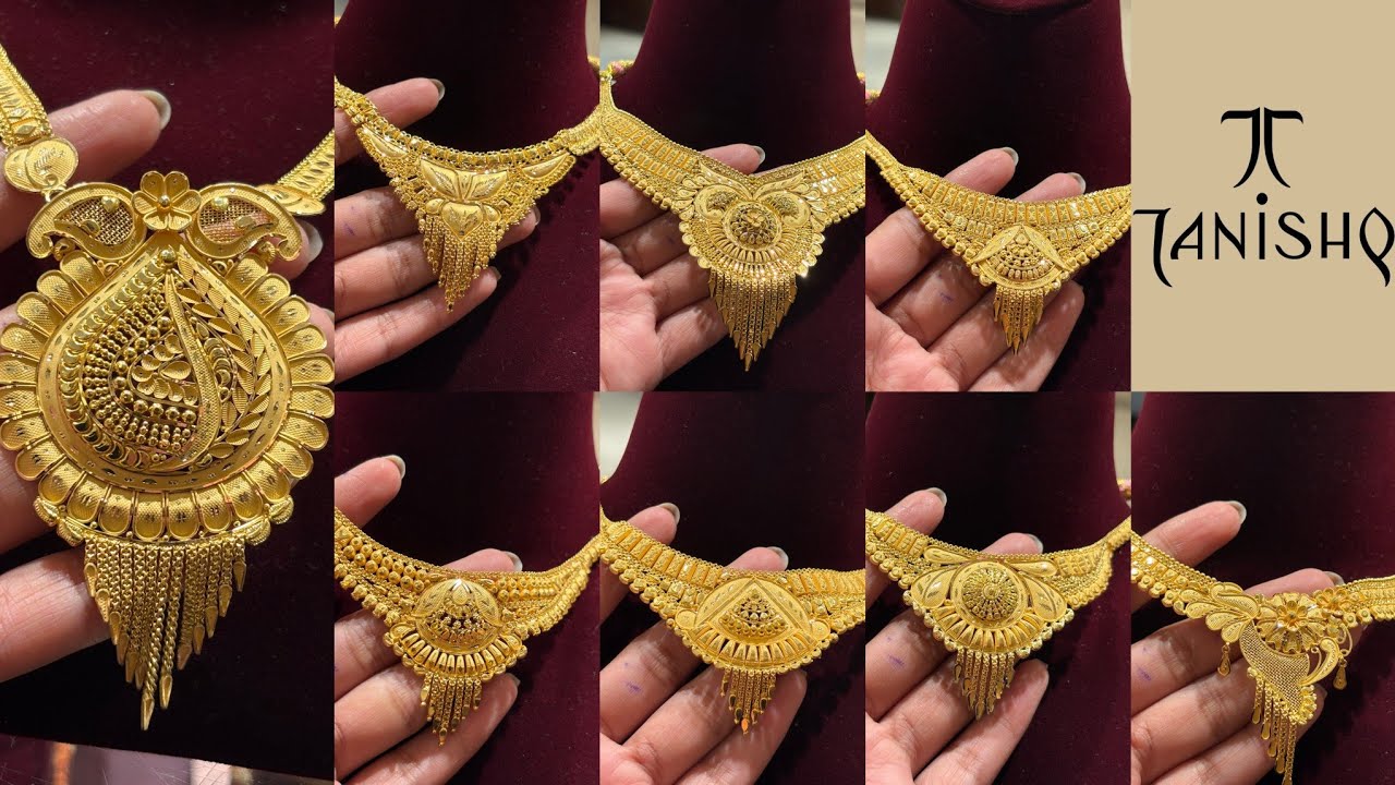 Tanishq Latest Light Weight Gold Necklace Set Design 💕 || Tanishq Latest Trendy Gold Necklace Set 😱