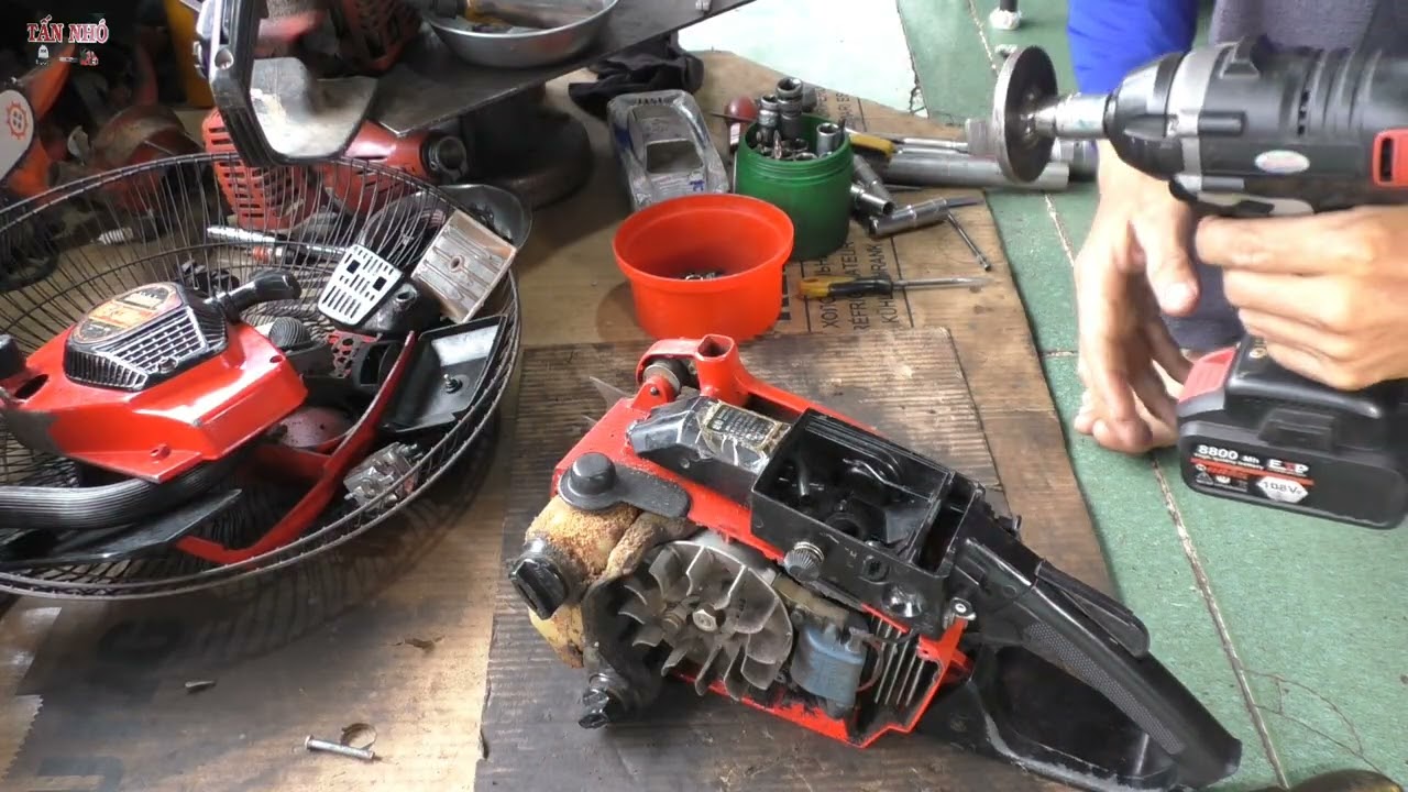 Tuyệt chiêu cuối để phục hồi lại bình xăng con máy cưa bị mắc ga cầm chừng, phục hồi giàn hơi.