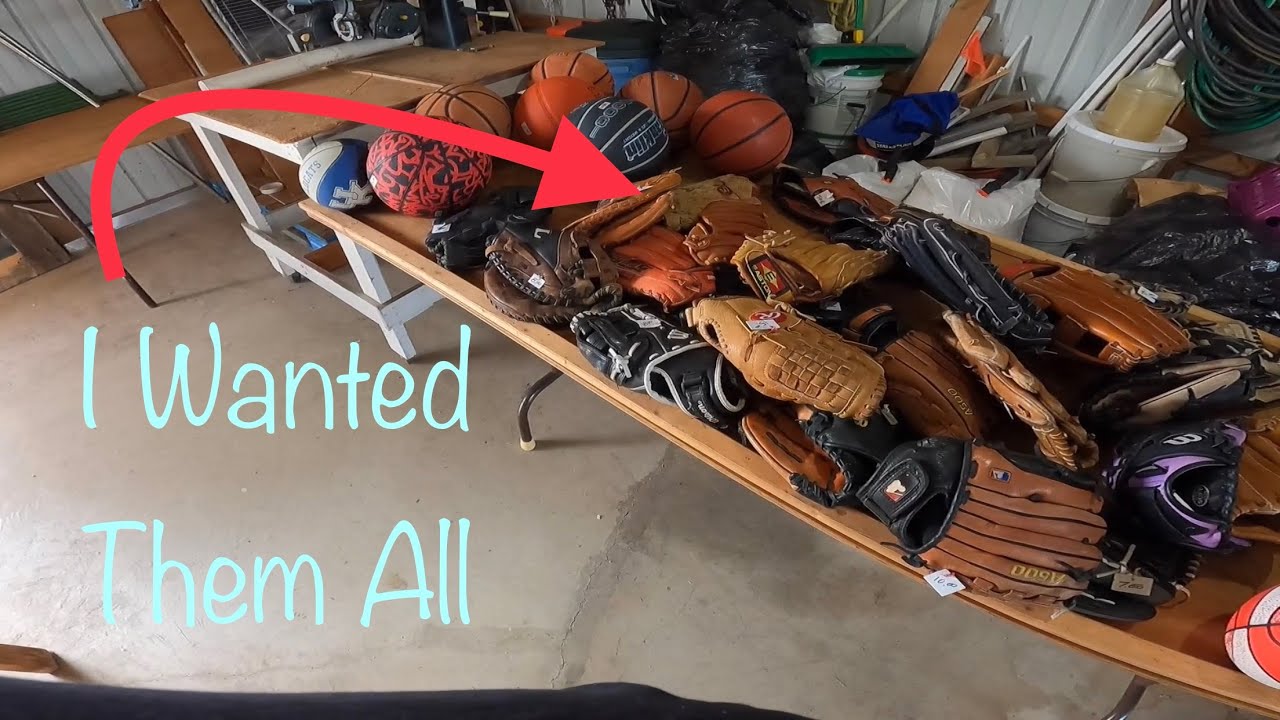 Baseball Gloves for Days at this Yard Sale