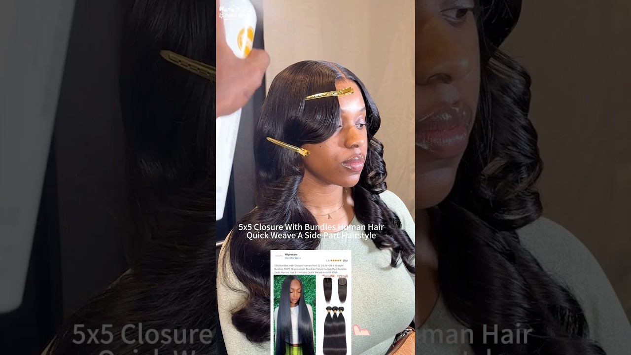 Quick Weave Straight Bundles With Closure Human Hair | Hair from Aliprincess Hair on Amazon