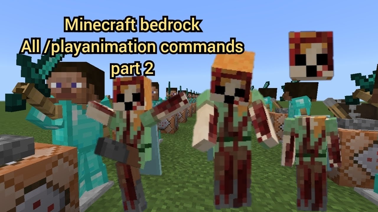 minecraft bedrock all /playanimation commands part 2 | minecraft bedrock
