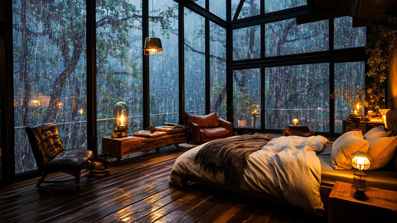 Sounds Rain and Thunder on Window – Natural Heavy Rain & Thunder for Better Sleep, Relaxation