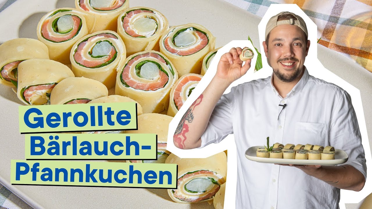 Leichtes Frühlingsgericht: herzhafte Pfannkuchen mit Spargel, Lachs & Bärlauch