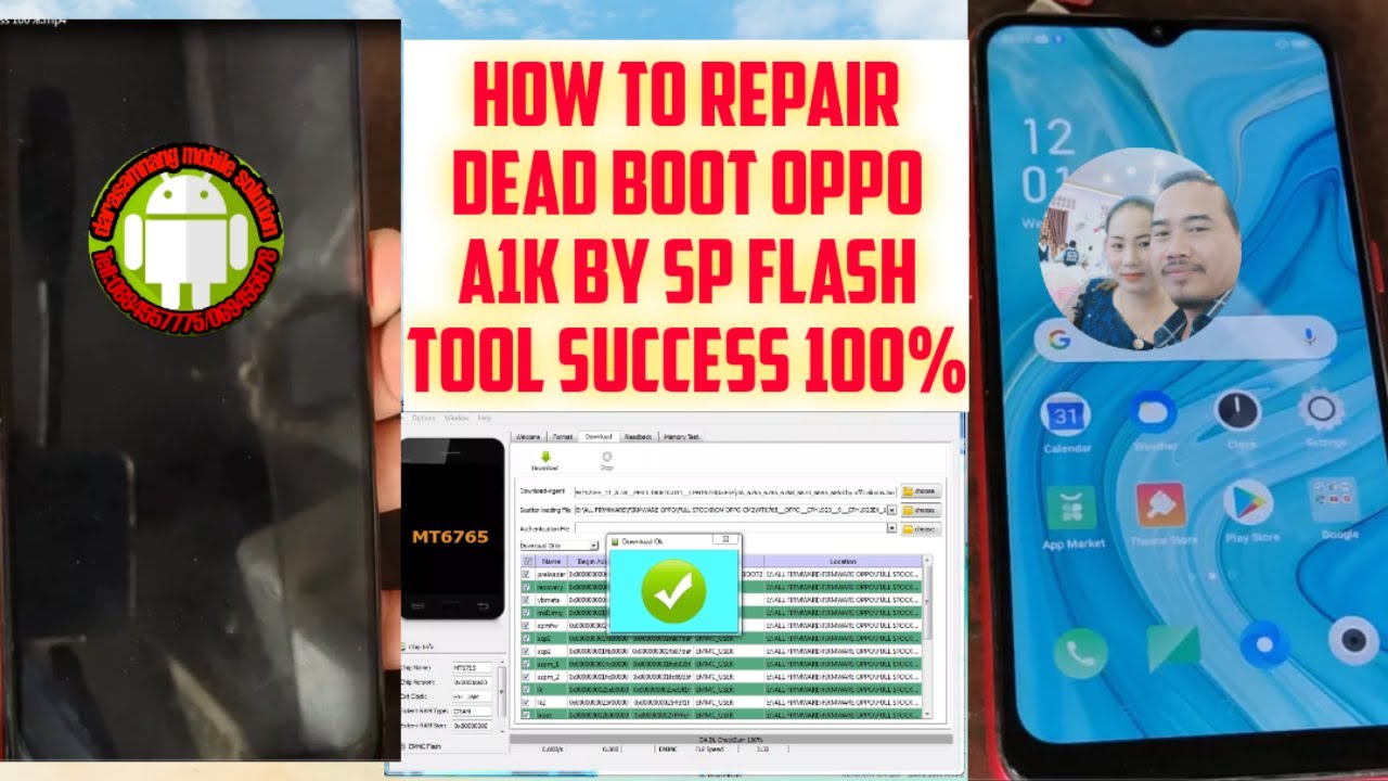 how to repair/fix dead boot/struck on logo oppo A1k cph1923 new solution free file by sp flash tool