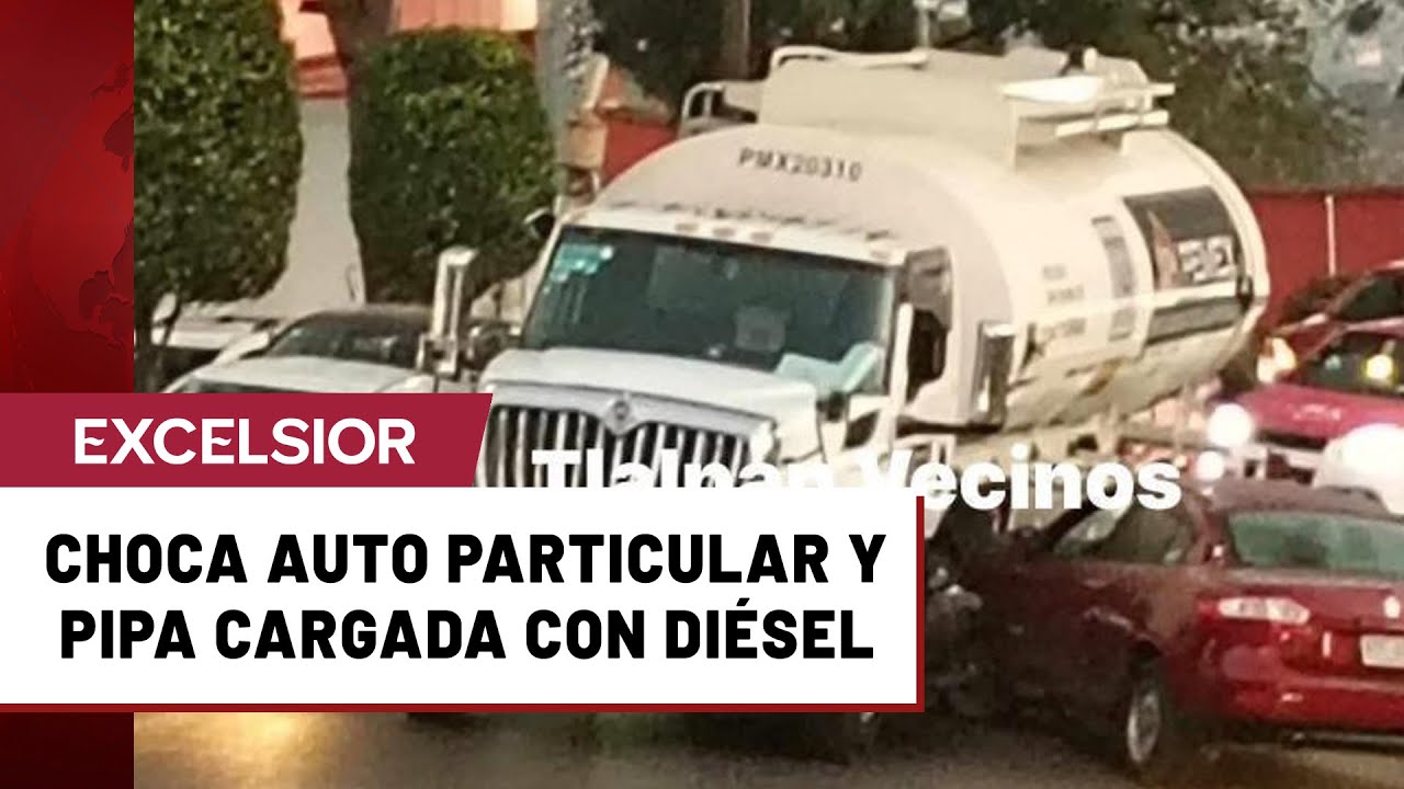 Percance vial con pipa de combustible en la alcaldía Tlalpan