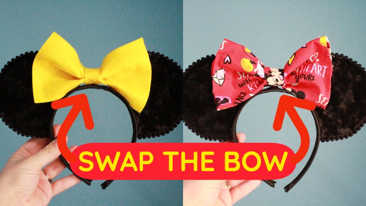 DIY CHANGEABLE BOW MICKEY EARS — New Flat Ear Method!!!