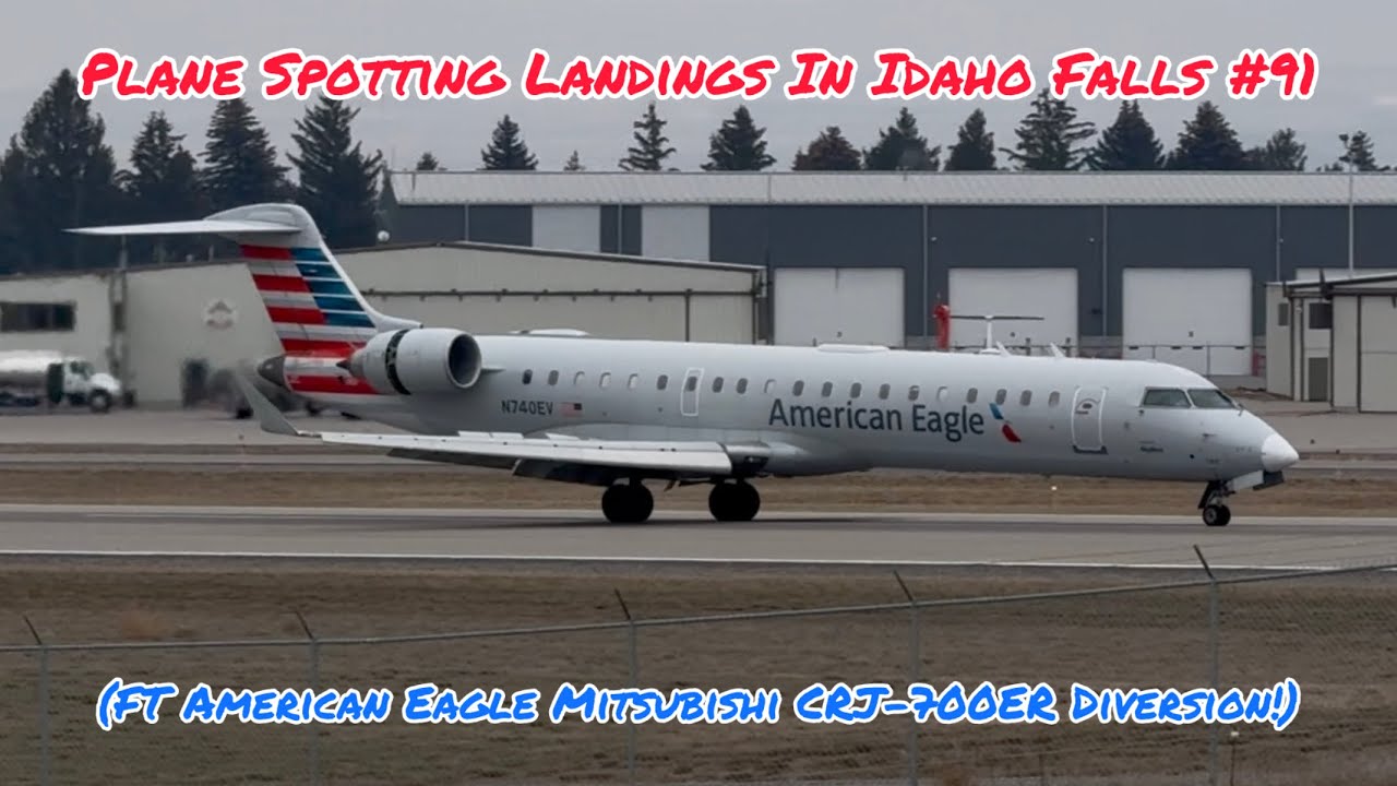 Plane Spotting Landings In Idaho Falls #91 (FT American Eagle Mitsubishi CRJ-700ER Diversion!)