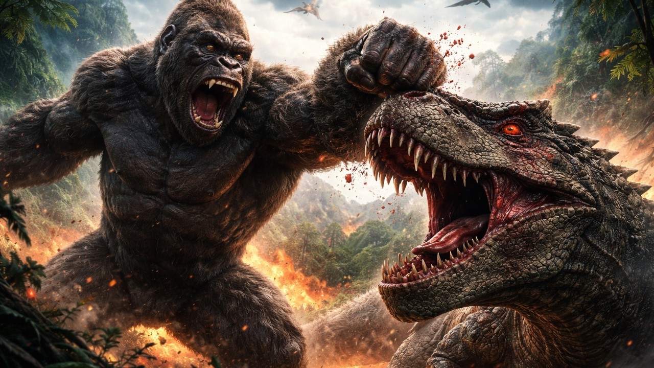 KingKong🦍🦁🐶 Kong Đối Đầu V-Rex: Trận Chiến Sinh Tồn Kinh Hoàng Nhất Skull Island