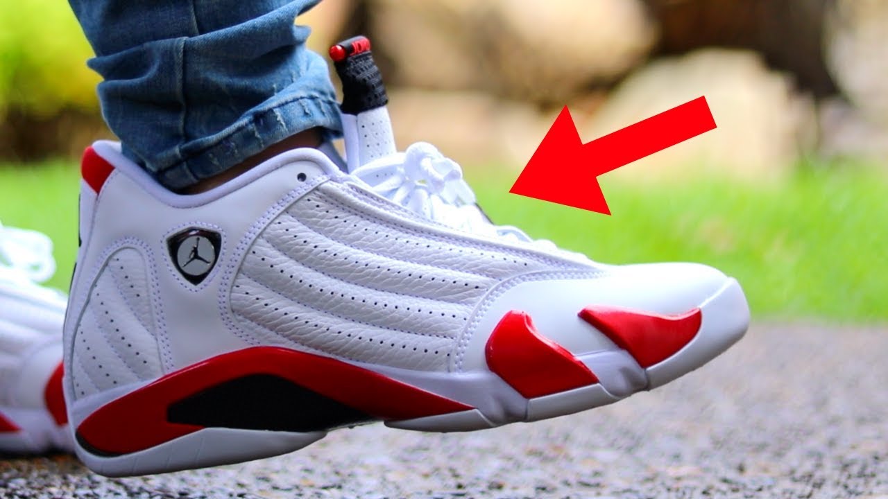 Why I NEEDED THESE JORDANS! Air Jordan 14 Candy Cane / Ferrari Red Review On Feet