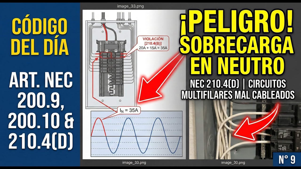 Errores con el Neutro, Identificación y Agrupamiento | NEC 200.9, 200.10 y 210.4(D). Dia 9