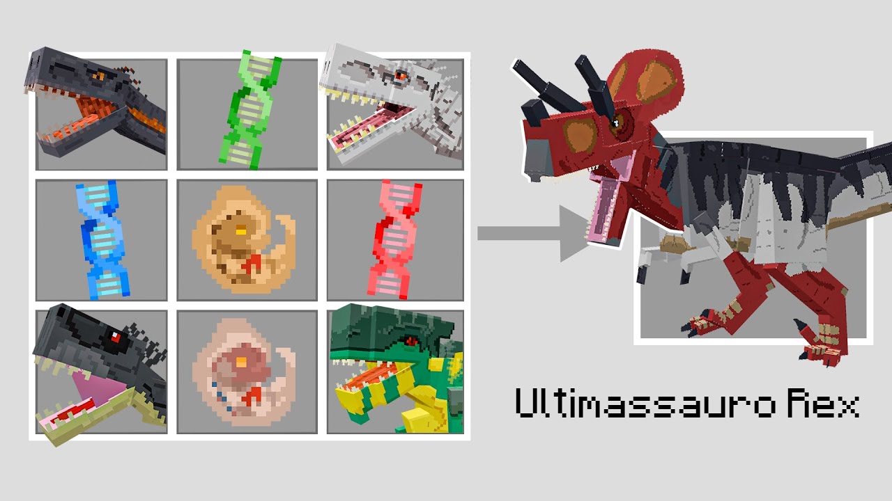 CRIANDO NOVOS DINOSSAUROS HIBRIDOS NO MINECRAFT !!