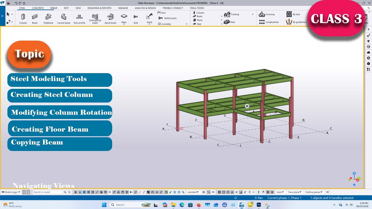 CLASS 3 | MODELING STEEL COLUMN AND BEAM | TEKLA STRUCTURE FULL COURSE IN BANGLA