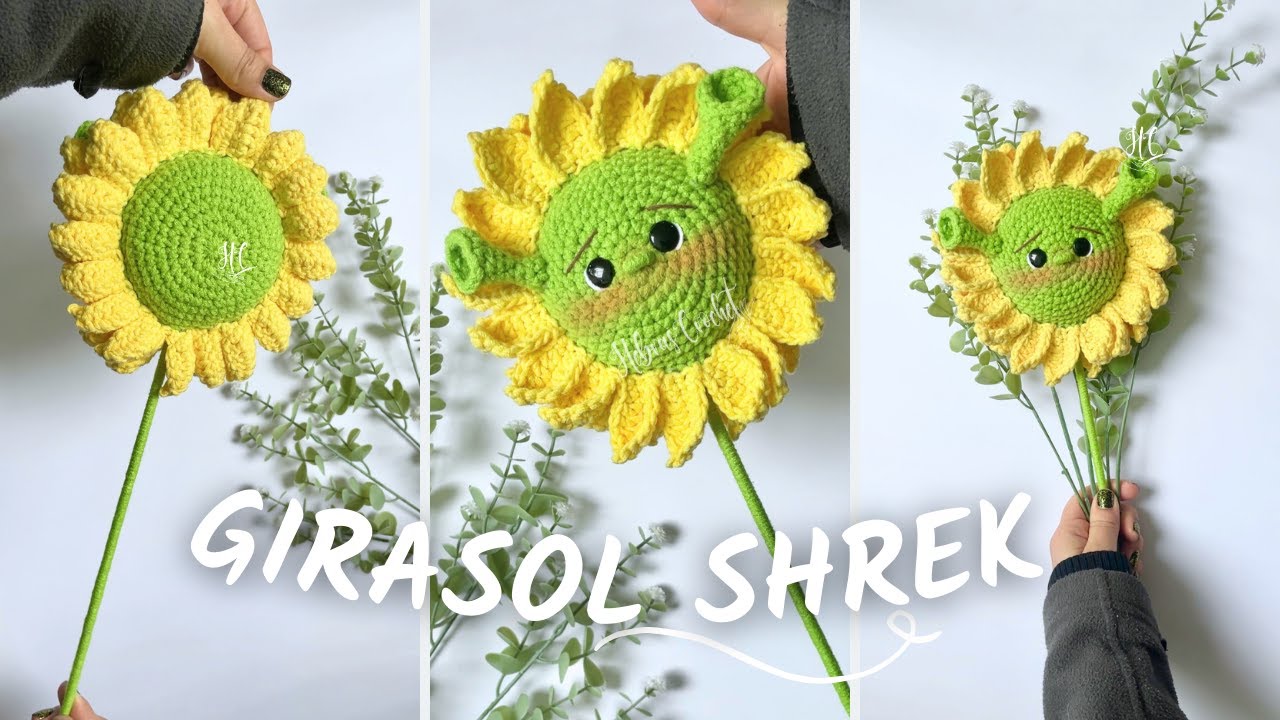 GIRASOL SHREK 🌻Tejido a Crochet paso a paso | Tutorial Hebras Crochet