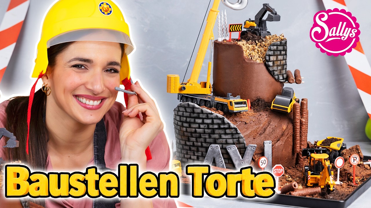 Baustellen Motivtorte mit Bagger / Construction cake / einfache Torte / Sallys Welt