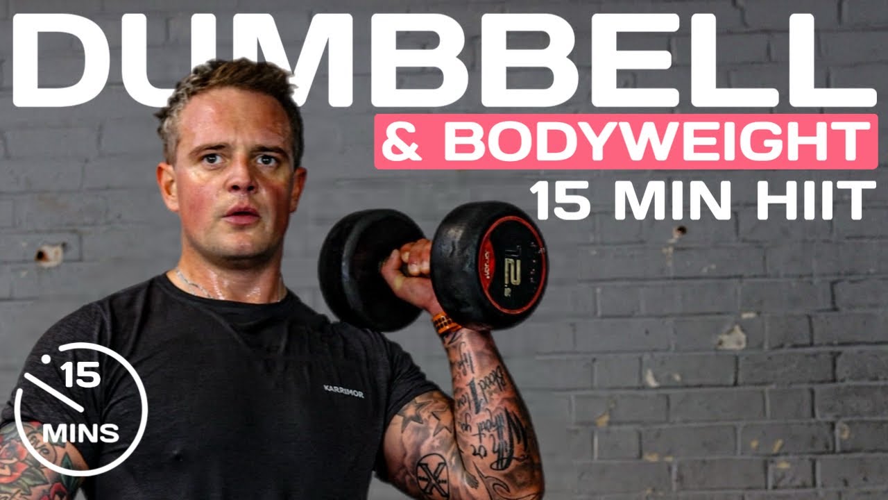 15 Min BODYWEIGHT and DUMBBELL Workout | Full Body HIIT