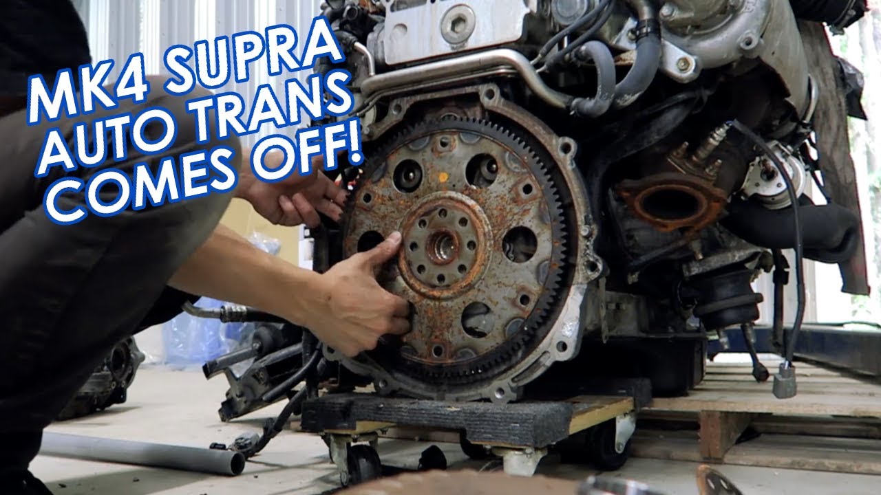 Removing The Automatic Transmission From Our 2JZ-GTE Engine + Mounting It To An Engine Stand