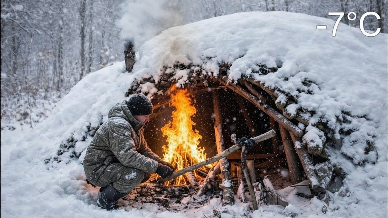 Surviving Extreme winter | Survival for 2 Days Alone in Deep Snow, Fire Building & Bushcraft Camp 