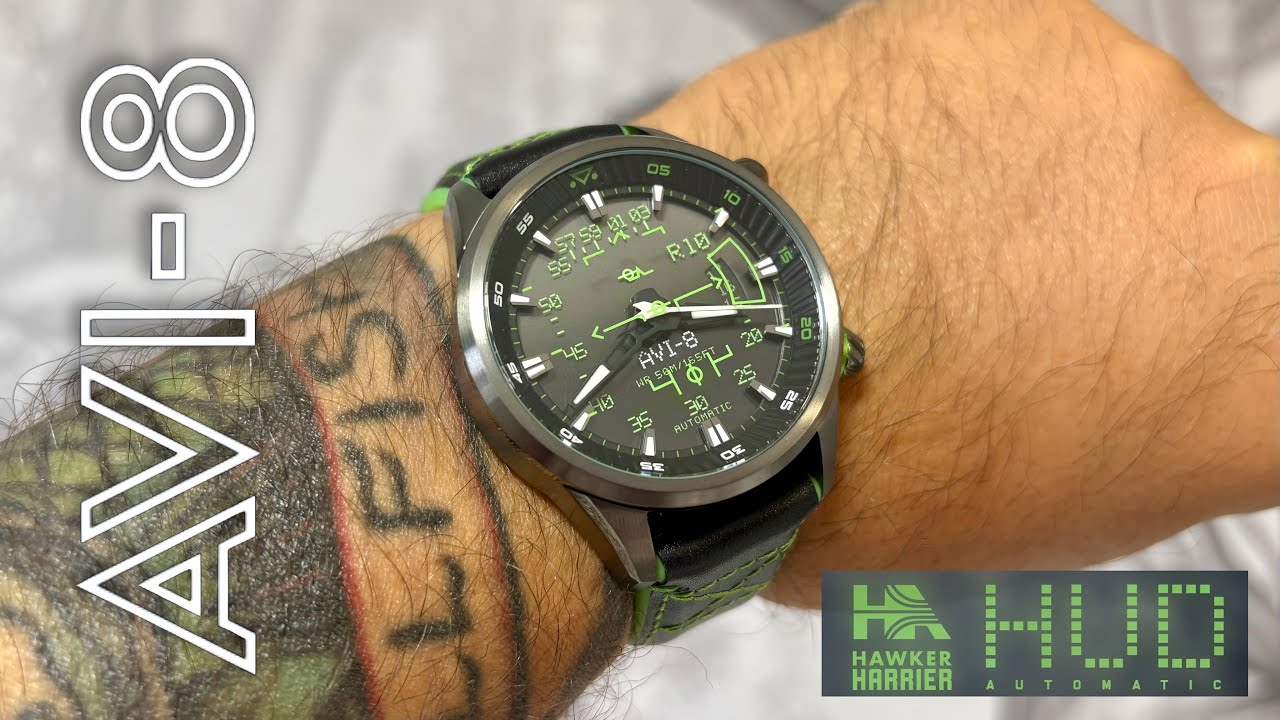 AVI-8 Hawker Harrier HUD Automatyczny AV-4117 - Zegarek pilotażowy inspirowany lotnictwem