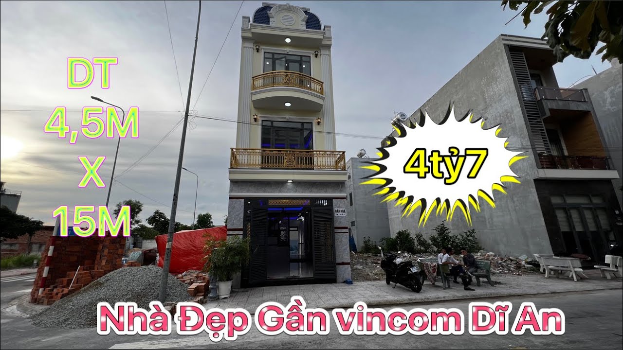 Bán nhà bình dương (444) Dt:4,5Mx15M gần Vincom plaza dĩ an