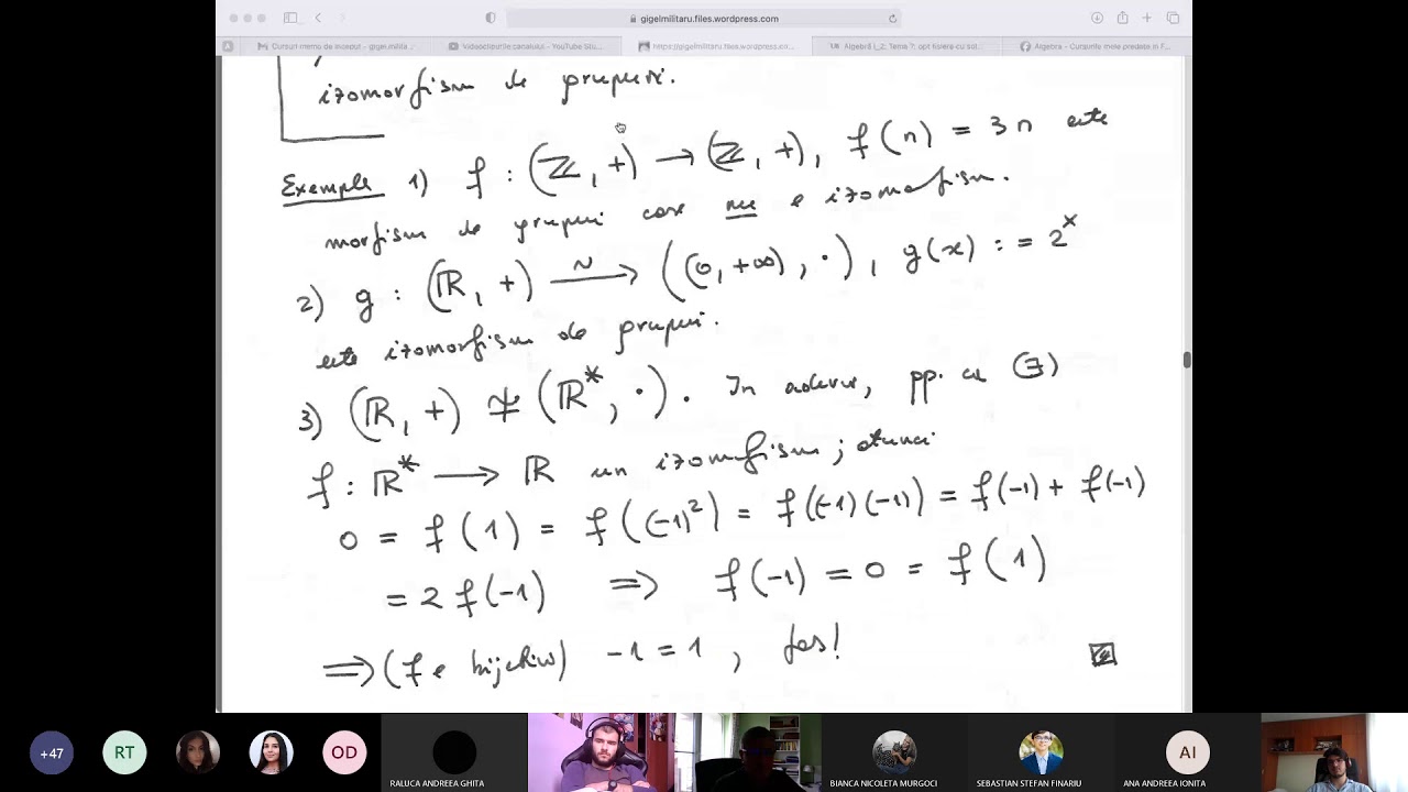 Curs 8 Algebra I: morfisme & subgrupuri, proprietati, nucleu, exemple. Cayley