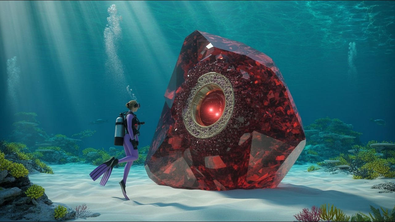 Building a Secret Underwater Home Inside a Giant 30m Garnet Crystal Alone
