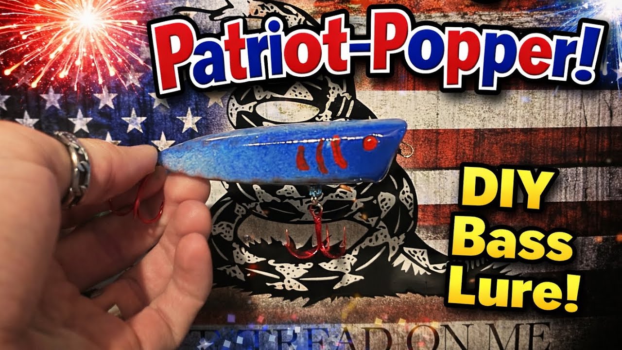 Making a Patriotic Popper for Bass! (DIY How to Make a Bass Lure from Wood!)
