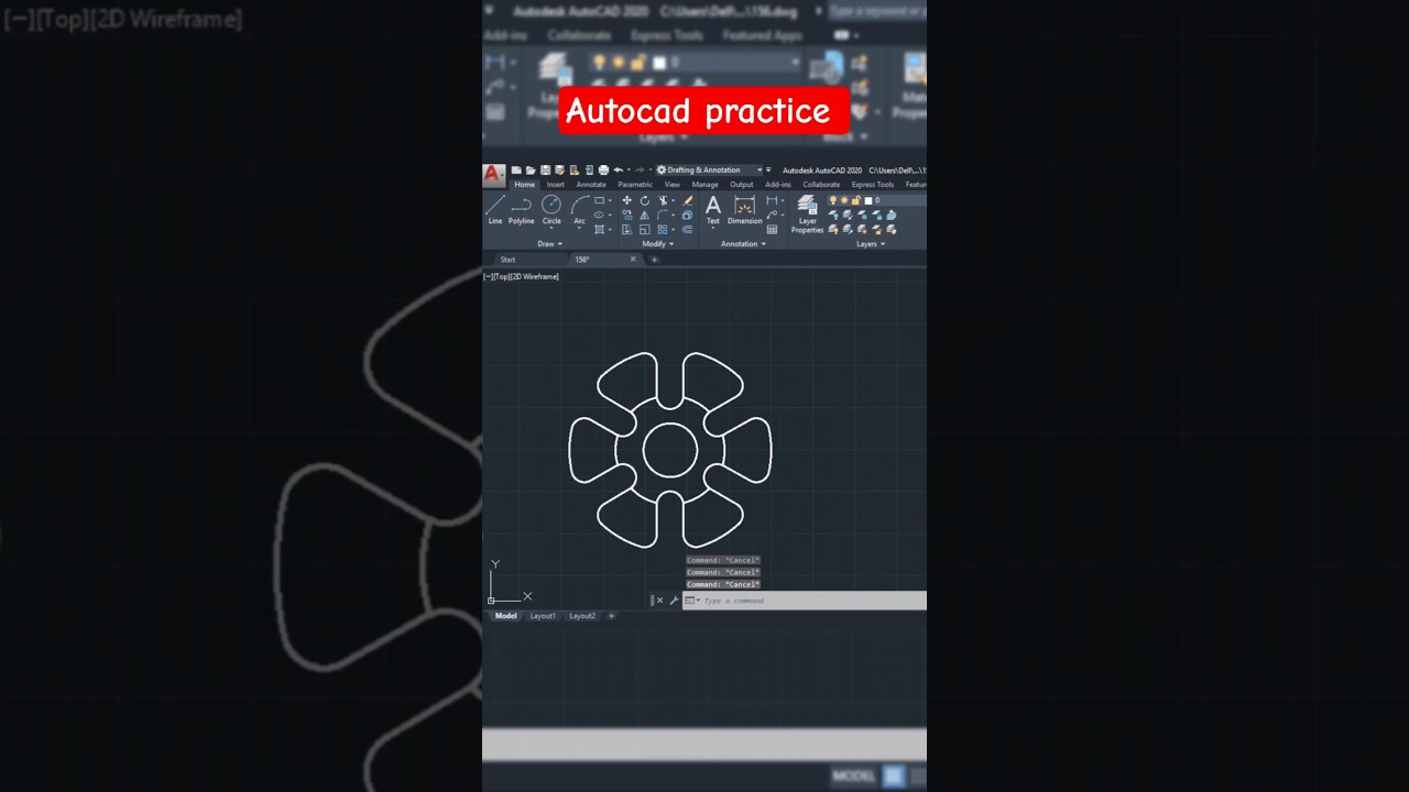 AutoCAD 2D Mechanical Drawing | Easy Practice Exercise for Beginners