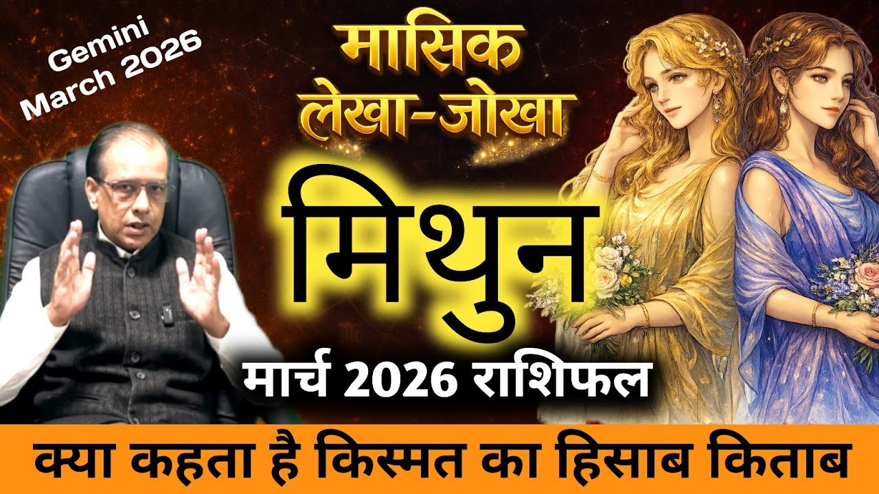 मिथुन राशि मार्च 2026 राशिफल | मासिक लेखा जोखा | किस्मत का हिसाब | mithun Rashi March 2026 Rashifal 