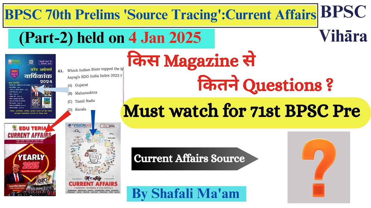 *With Proof* 70th BPSC Pre में Current Affairs के Question कहाँ से आये |Source Tracing Current 4 JAN