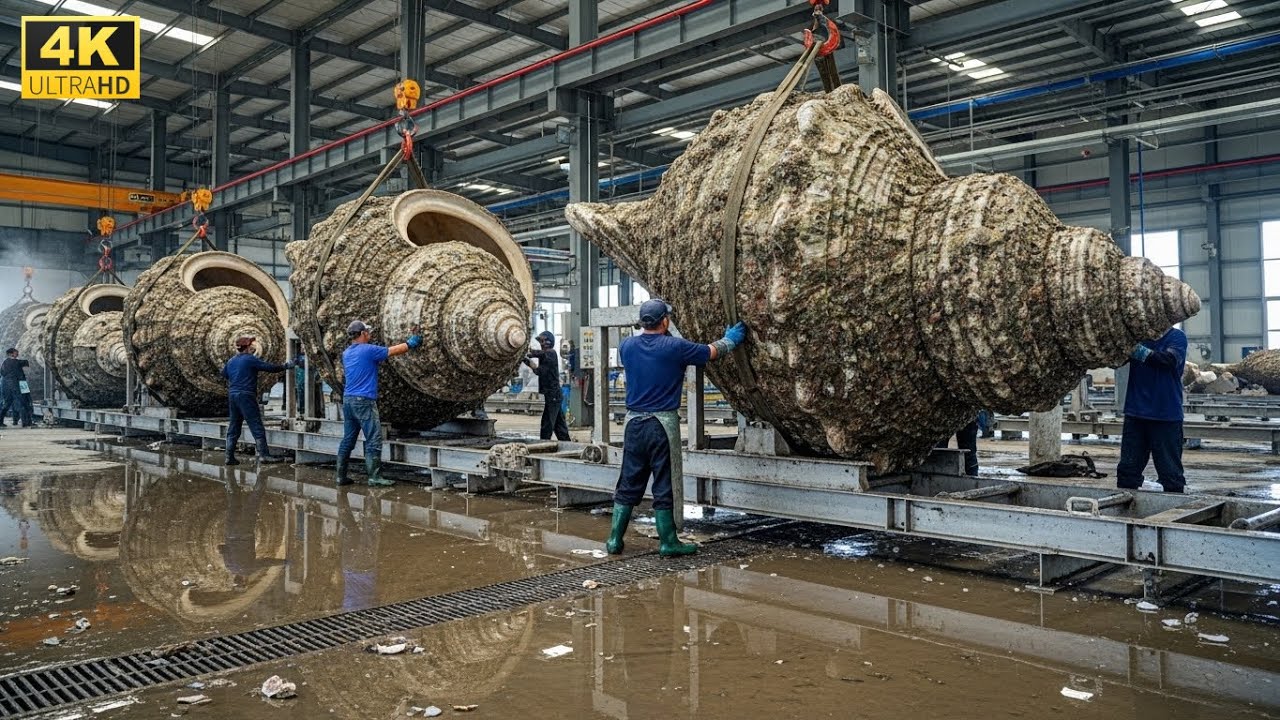 How Giant Conchs are Processed – Inside the Factory Carving Large-Scale Shell Decor (Full Process )
